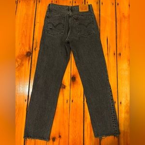 Levis Wedgie Straight Jeans Womens 25 Gray Black Wash Denim